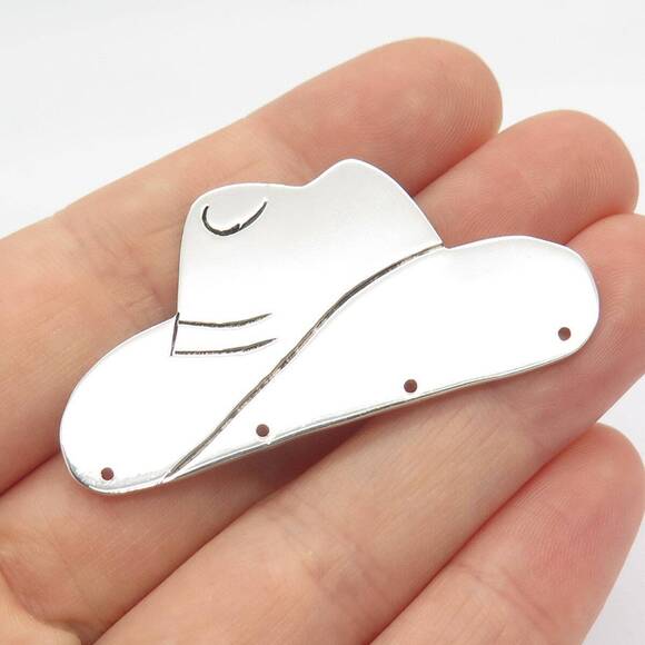 925 Sterling Silver Vintage Mexico Cowboy Hat Pin Brooch - Picture 1 of 7